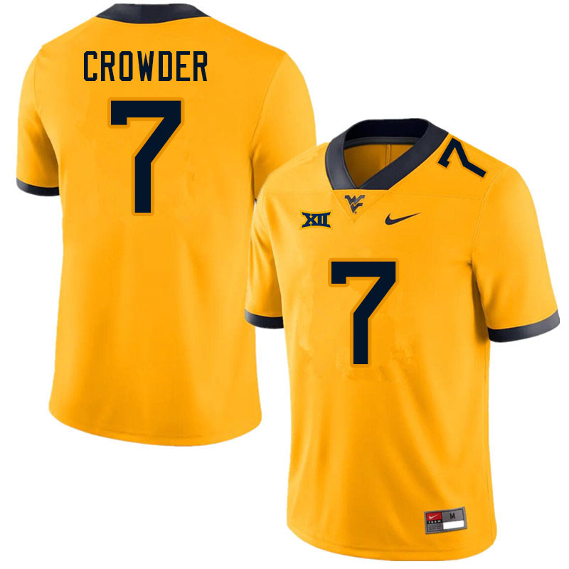 NCAA Men's Will Crowder West Virginia Mountaineers Gold #7 Nike Stitched Football College Authentic Jersey AO23F41VU